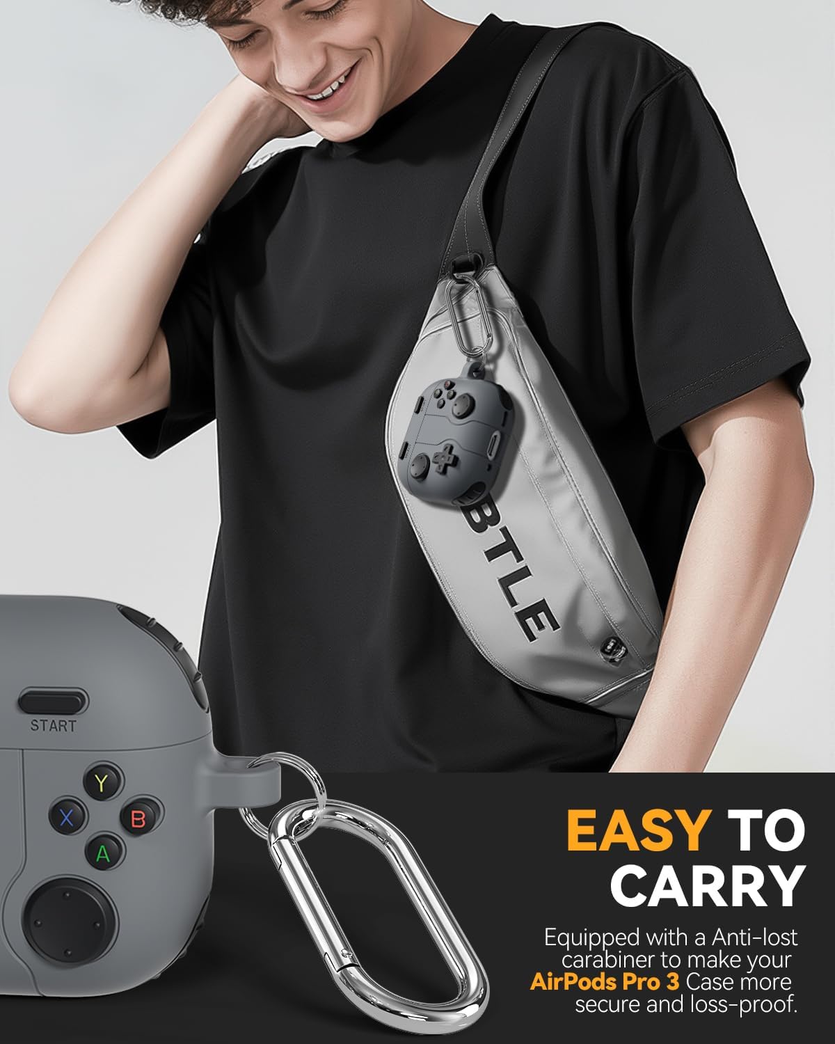 Game Case for AirPods Pro 3 Cover (2025),Classic Cool Funny Shock-Proof Protective Silicone AirPods Pro 3 Case with Cleaner Kit and Keychain for Airpods Pro 3rd Generation for Men Boy-Black